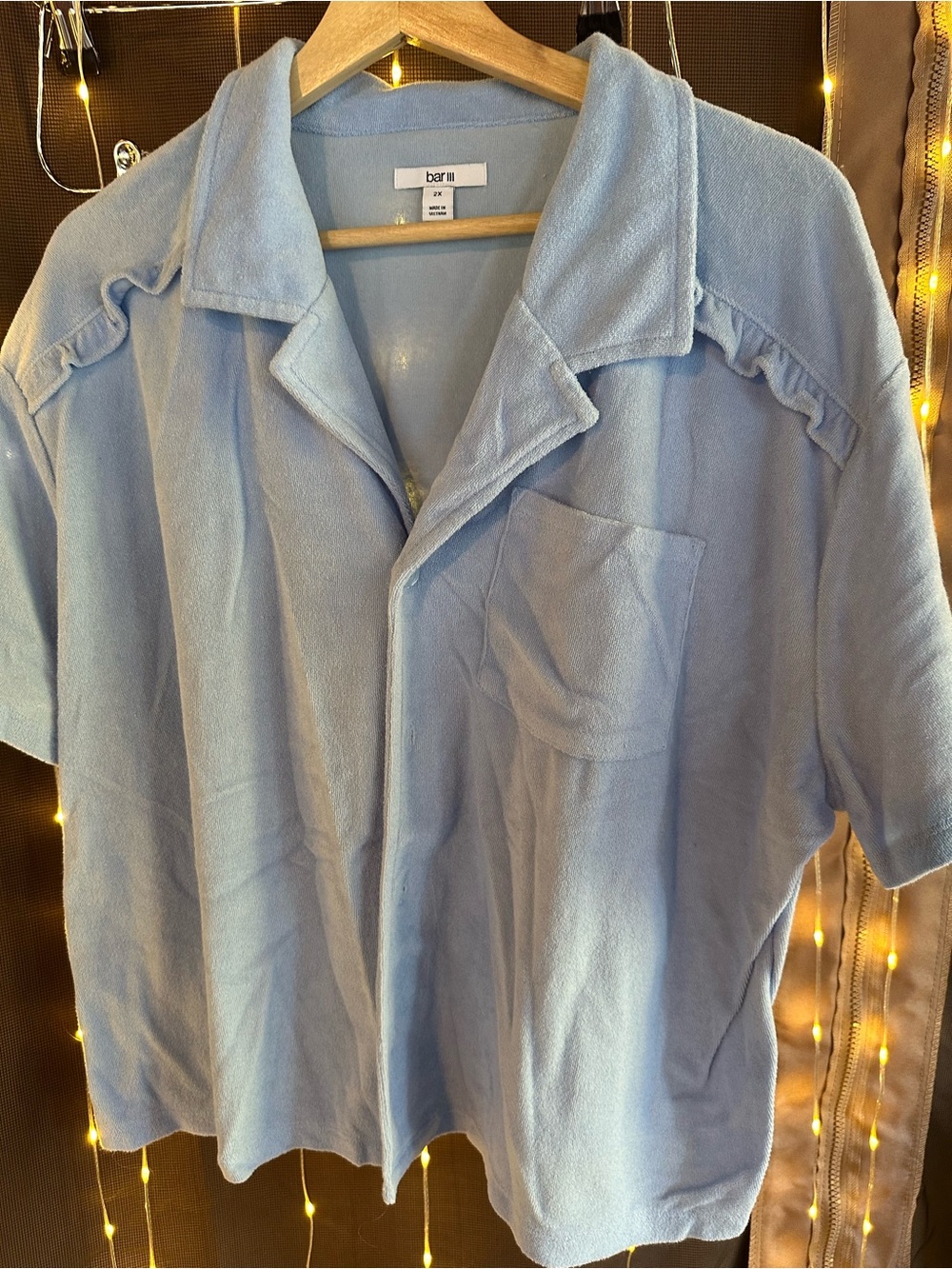 Bar III Light Blue Short Sleeve Button-Down Shirt with Chest Pocket